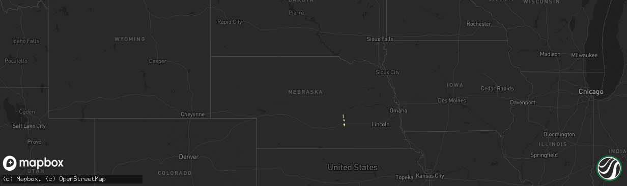 Hail map in Nebraska on July 9, 2024