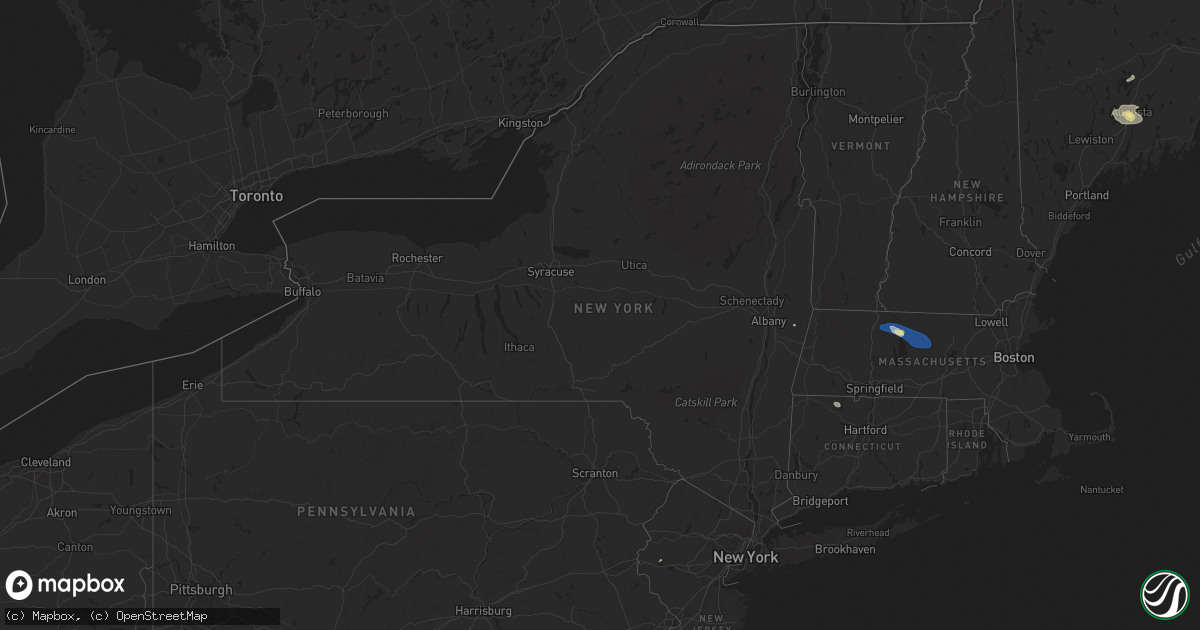Hail map in New York on July 9, 2024