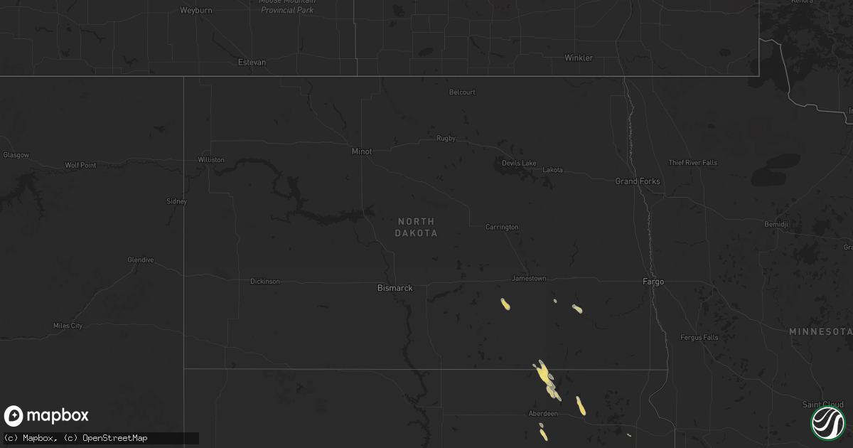 Hail map in North Dakota on July 9, 2024