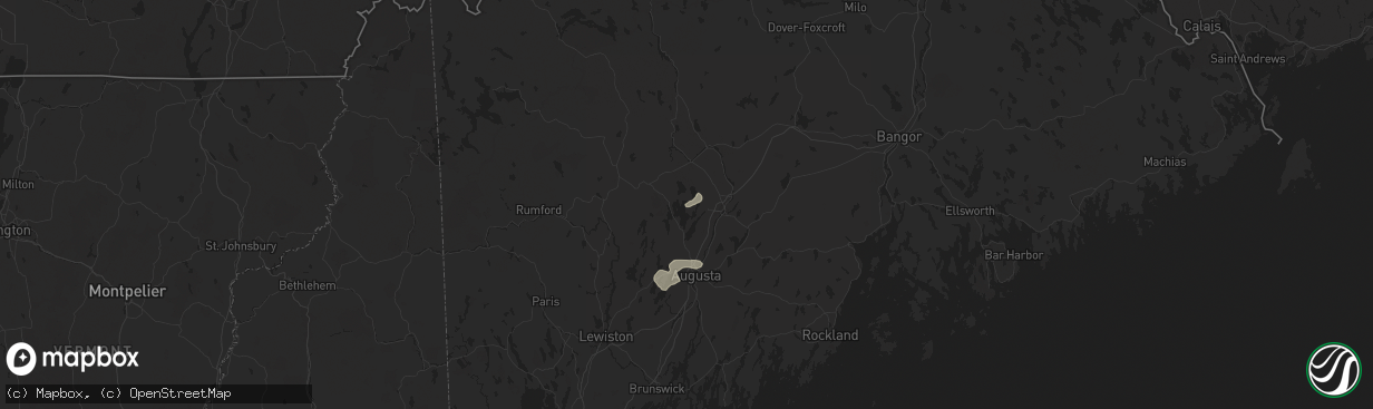 Hail map in Oakland, ME on July 9, 2024