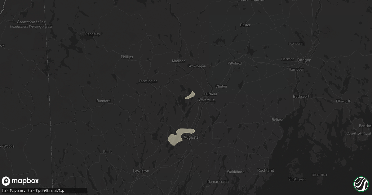 Hail map in Oakland, ME on July 9, 2024
