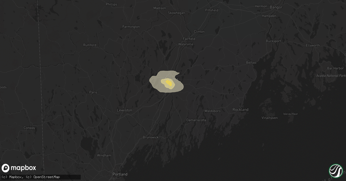 Hail map in Randolph, ME on July 9, 2024