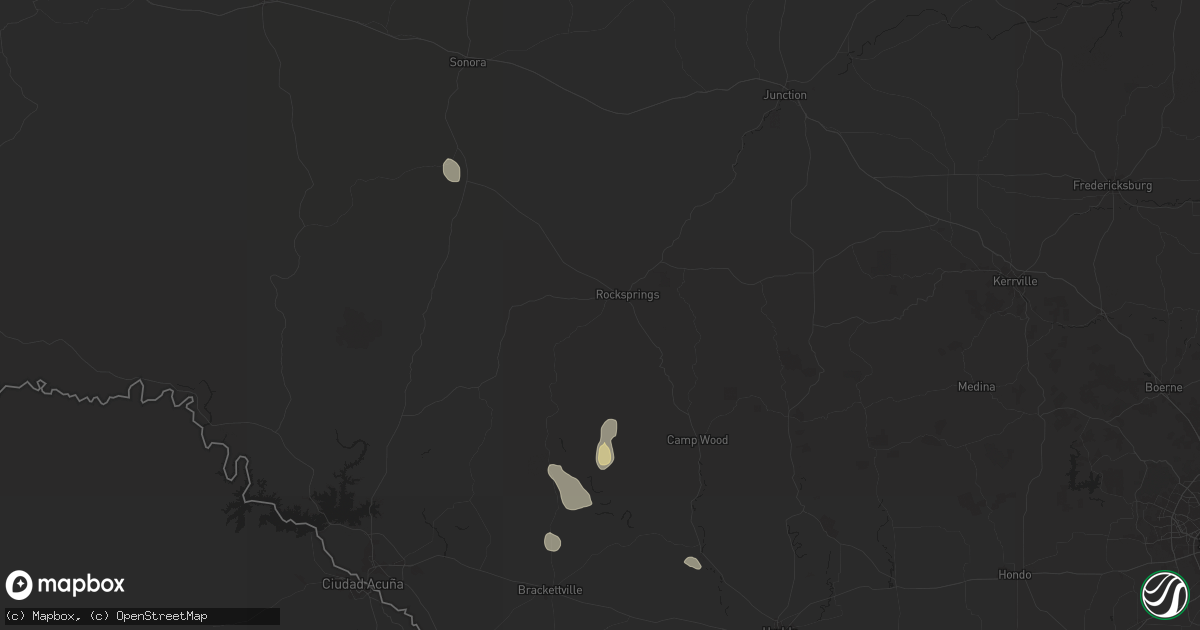 Hail map in Rocksprings, TX on July 9, 2024