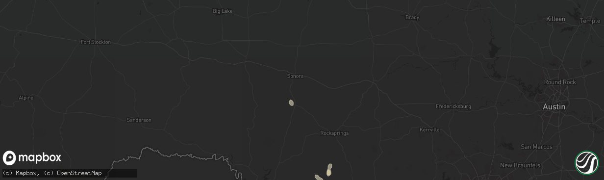 Hail map in Sonora, TX on July 9, 2024