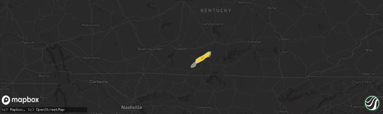 Hail map in Summer Shade, KY on July 9, 2024