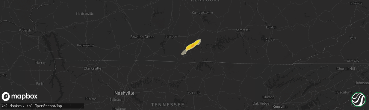 Hail map in Tompkinsville, KY on July 9, 2024