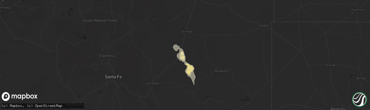 Hail map in Wagon Mound, NM on July 9, 2024