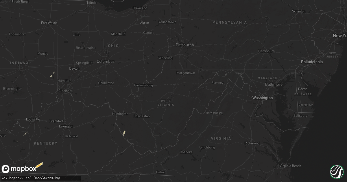 Hail map in West Virginia on July 9, 2024