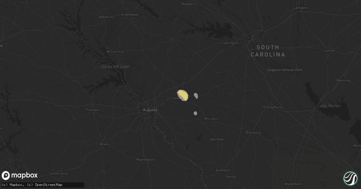 Hail map in Aiken, SC on July 9, 2025
