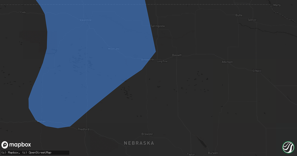 Hail map in Ainsworth, NE on July 9, 2025