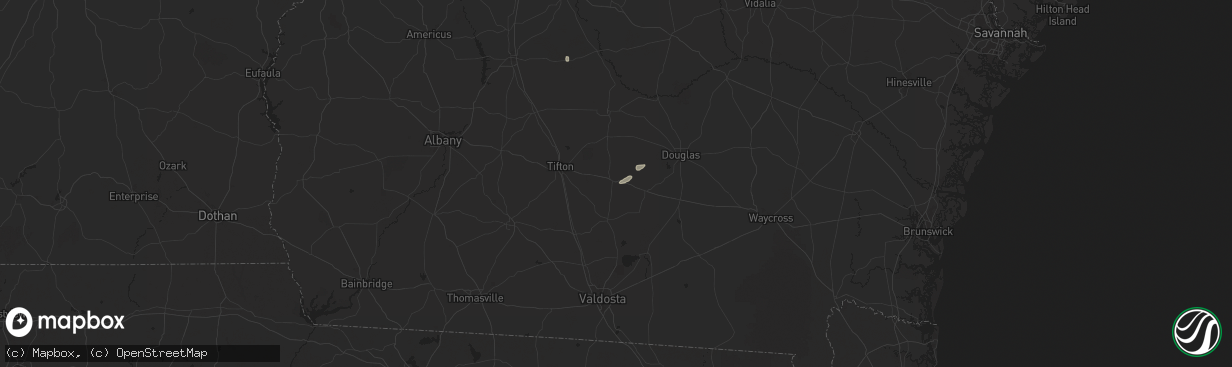 Hail map in Alapaha, GA on July 9, 2025