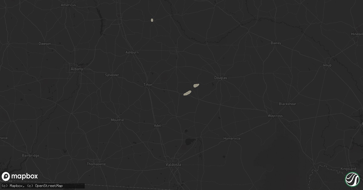 Hail map in Alapaha, GA on July 9, 2025