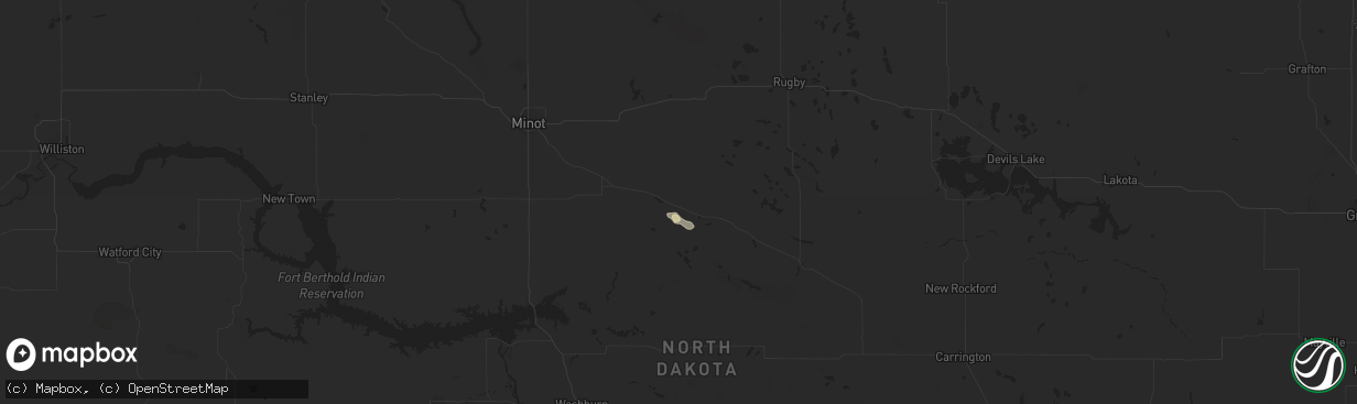 Hail map in Balfour, ND on July 9, 2025