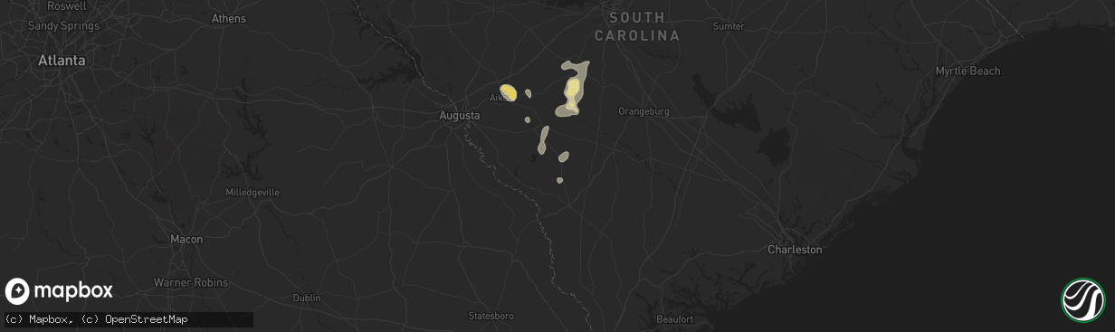 Hail map in Barnwell, SC on July 9, 2025