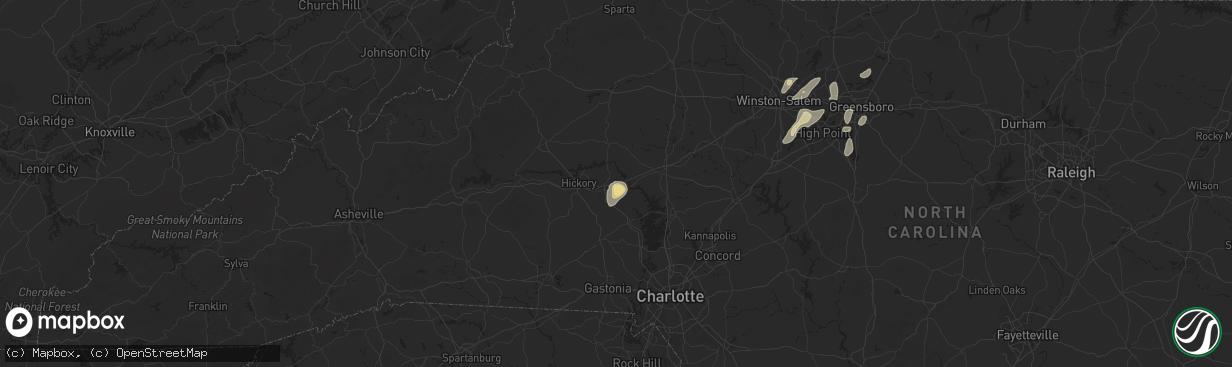 Hail map in Claremont, NC on July 9, 2025