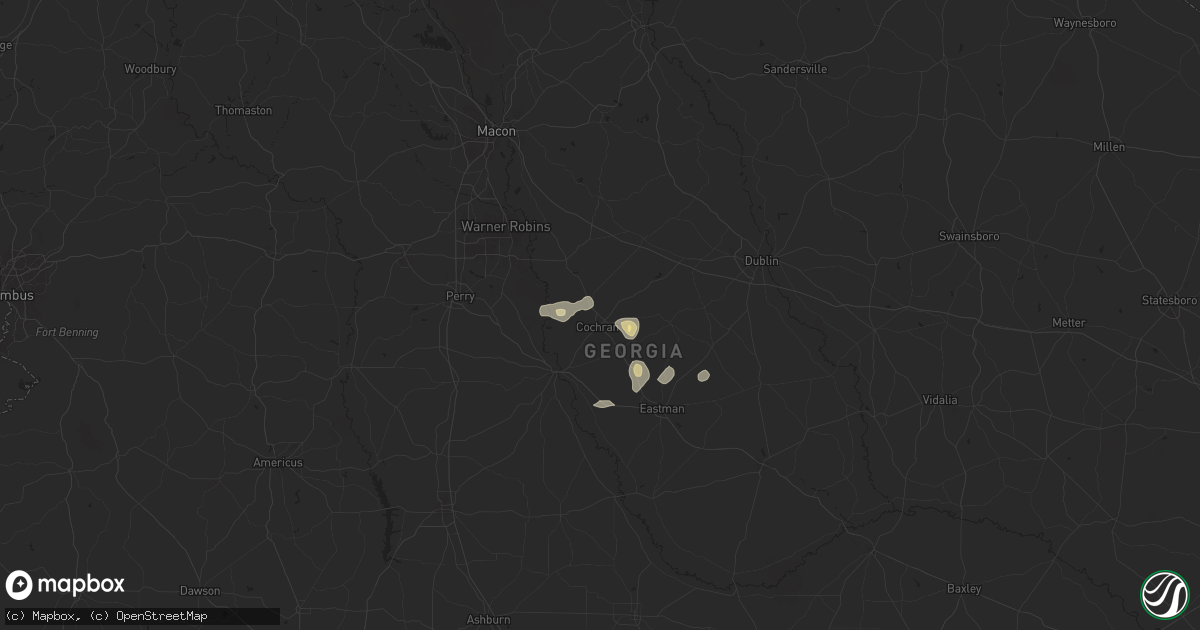 Hail map in Cochran, GA on July 9, 2025