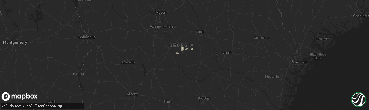 Hail map in Eastman, GA on July 9, 2025