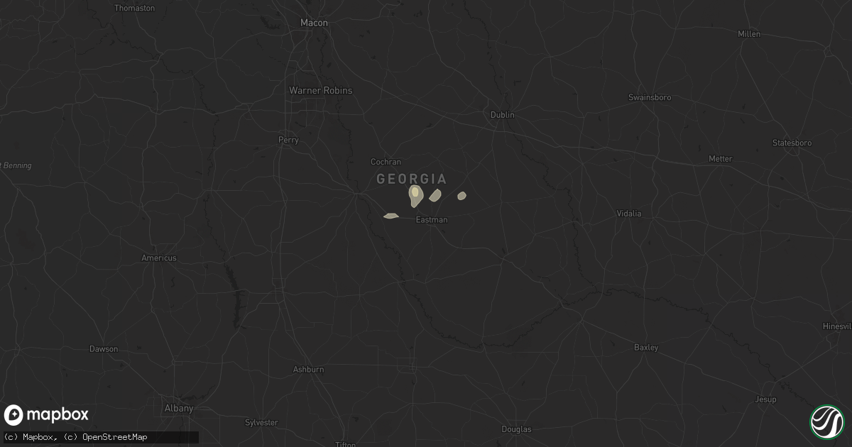 Hail map in Eastman, GA on July 9, 2025