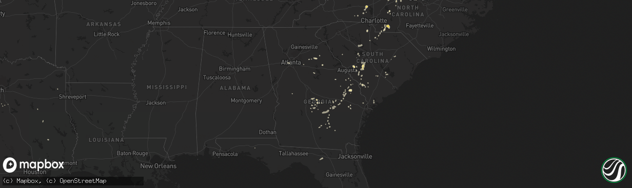 Hail map in Georgia on July 9, 2025