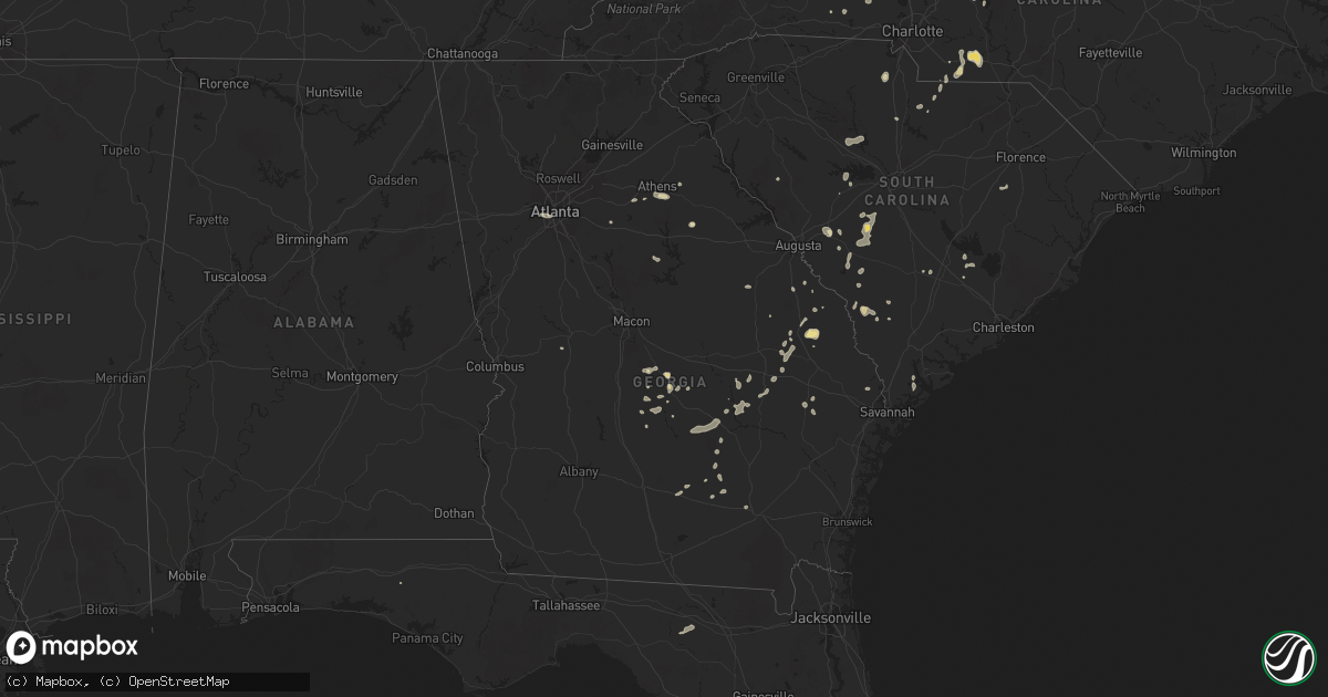 Hail map in Georgia on July 9, 2025