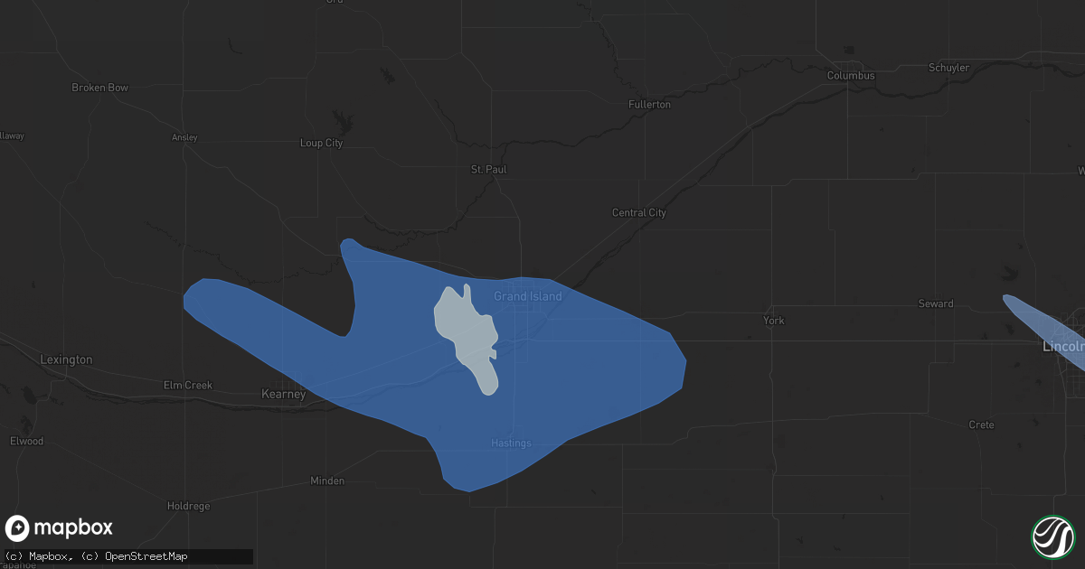 Hail map in Grand Island, NE on July 9, 2025