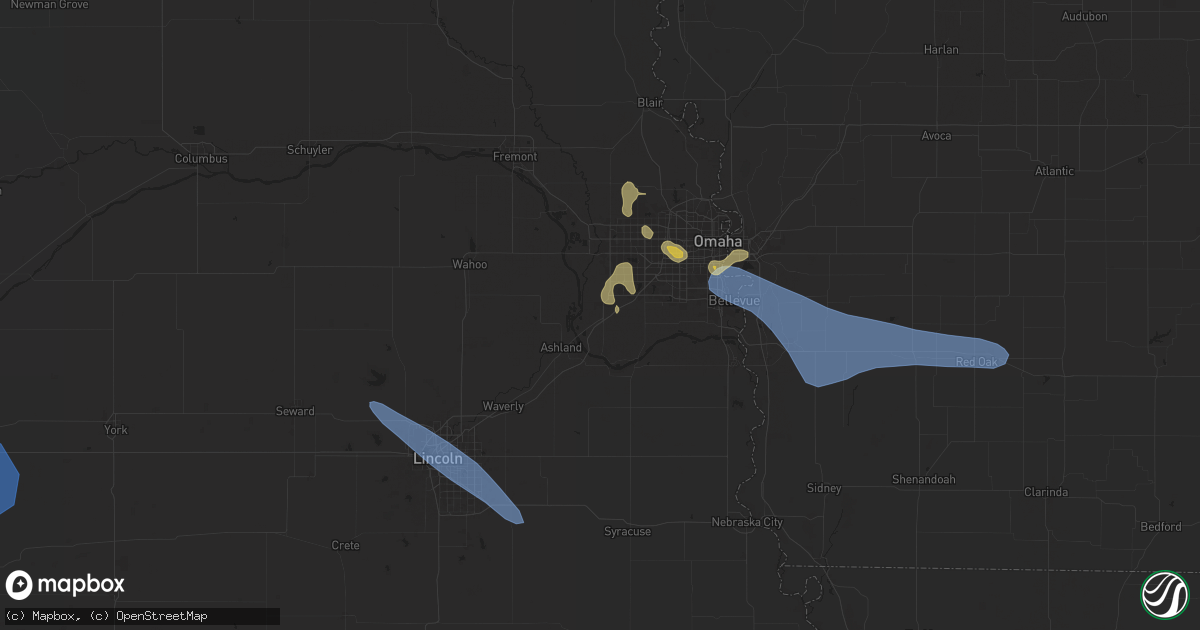 Hail map in Gretna, NE on July 9, 2025