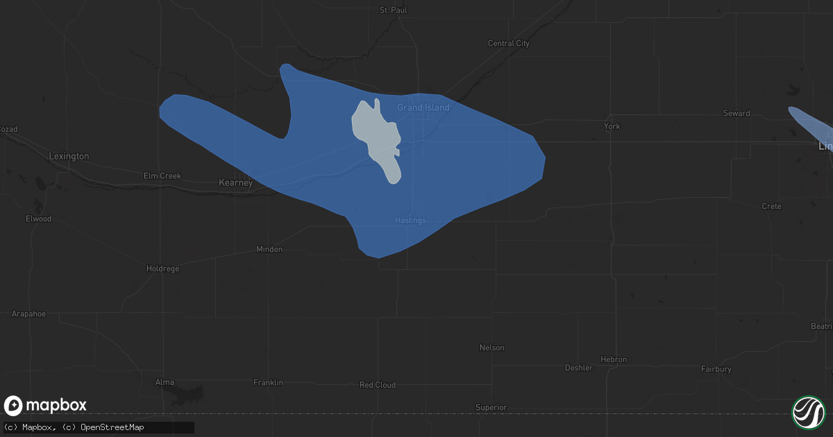 Hail map in Hastings, NE on July 9, 2025