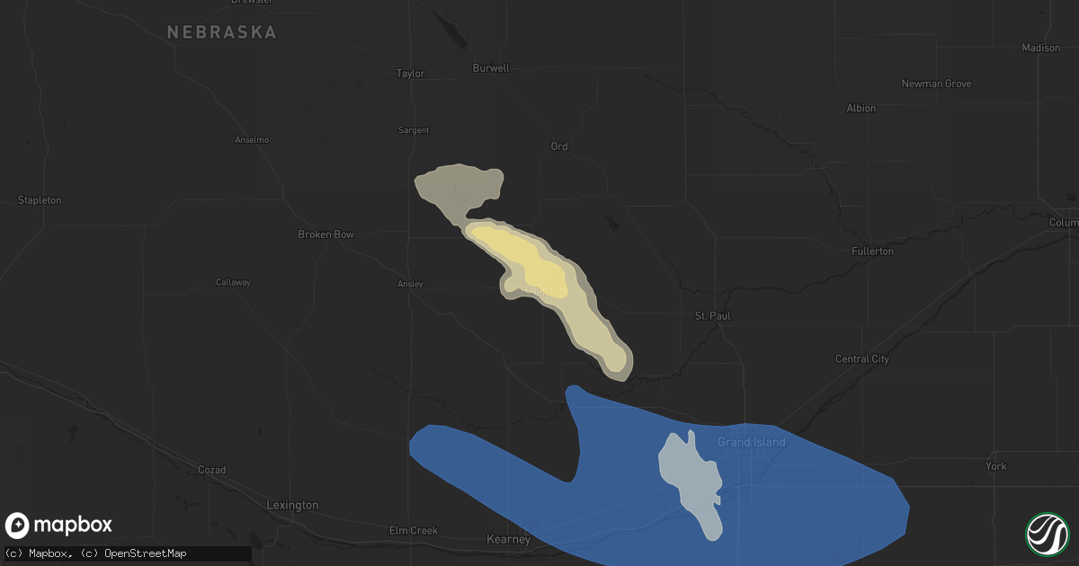 Hail map in Loup City, NE on July 9, 2025