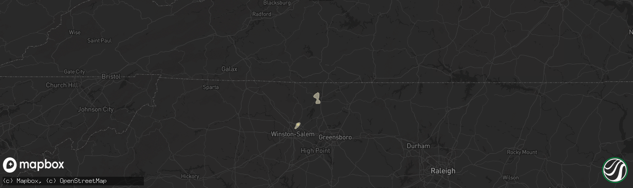 Hail map in Mayodan, NC on July 9, 2025