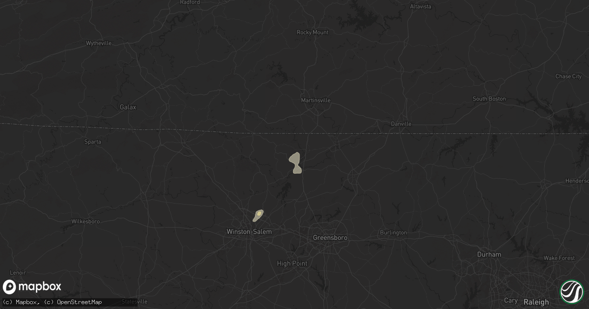 Hail map in Mayodan, NC on July 9, 2025