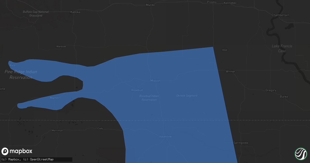 Hail map in Mission, SD on July 9, 2025