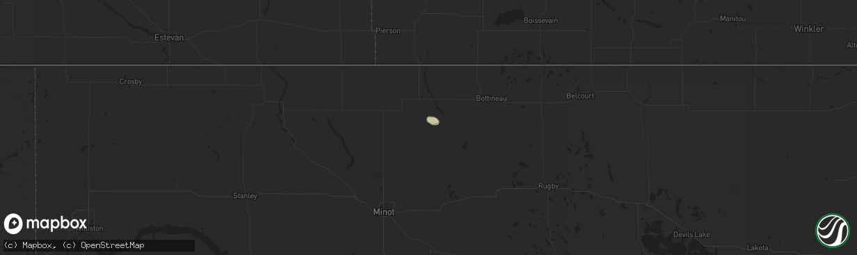 Hail map in Newburg, ND on July 9, 2025