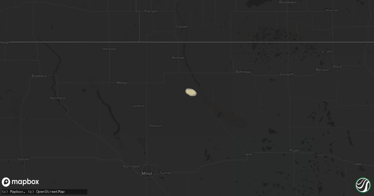 Hail map in Newburg, ND on July 9, 2025