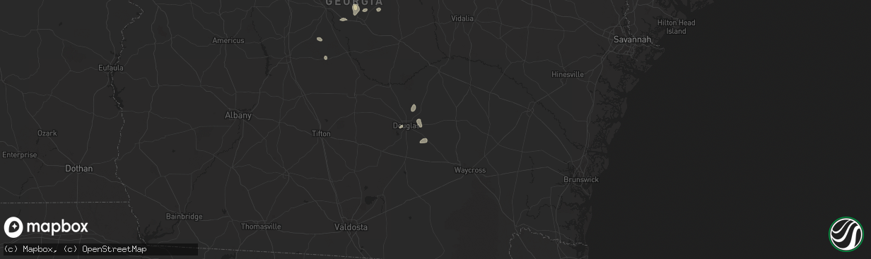 Hail map in Nicholls, GA on July 9, 2025
