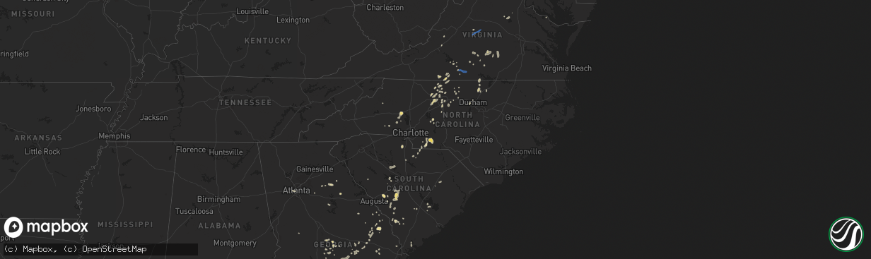 Hail map in North Carolina on July 9, 2025