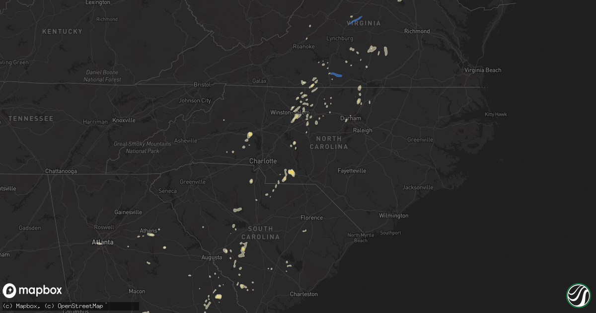 Hail map in North Carolina on July 9, 2025
