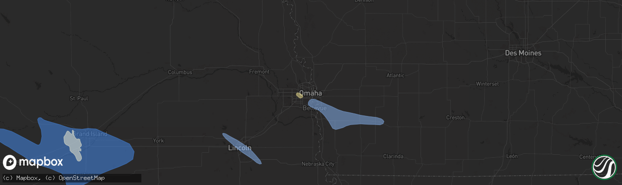 Hail map in Omaha, NE on July 9, 2025