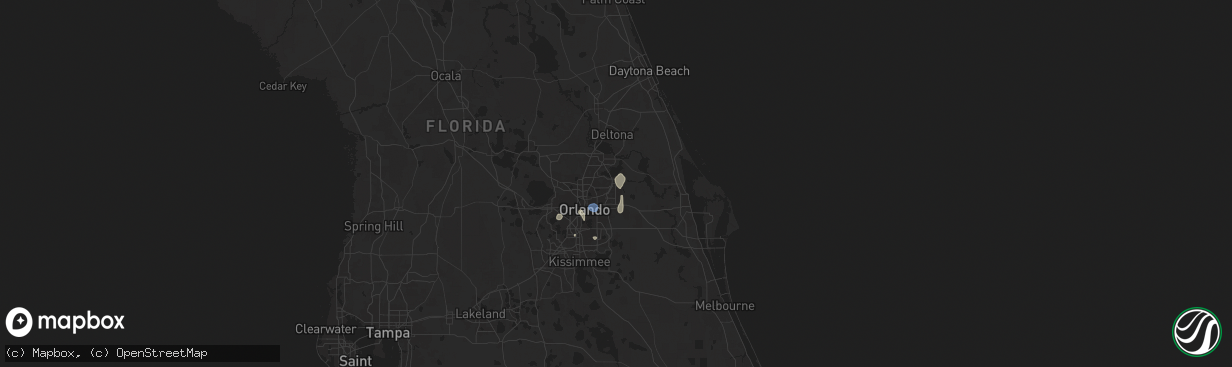 Hail map in Oviedo, FL on July 9, 2025