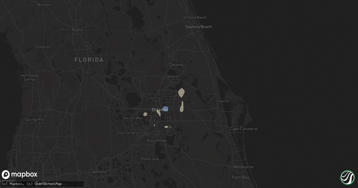 Hail map in Oviedo, FL on July 9, 2025