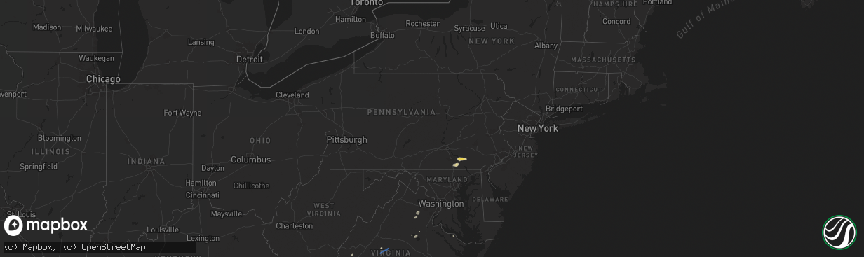 Hail map in Pennsylvania on July 9, 2025