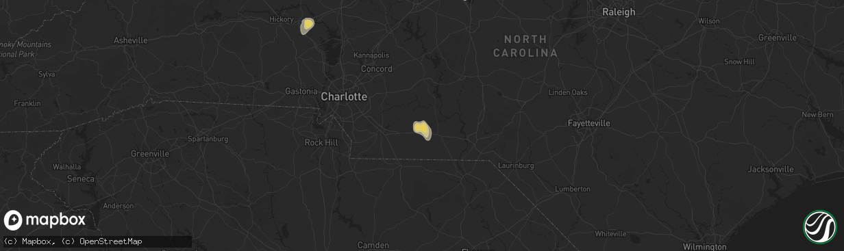 Hail map in Polkton, NC on July 9, 2025