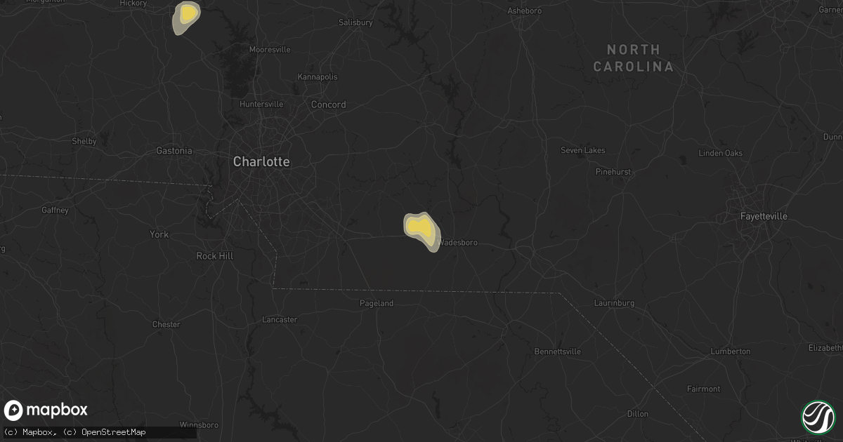 Hail map in Polkton, NC on July 9, 2025
