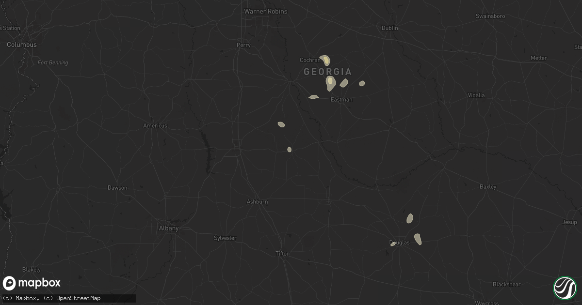 Hail map in Rochelle, GA on July 9, 2025