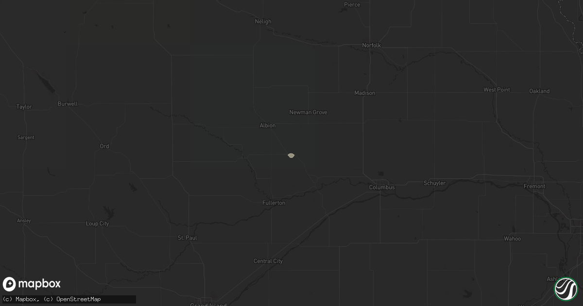 Hail map in Saint Edward, NE on July 9, 2025