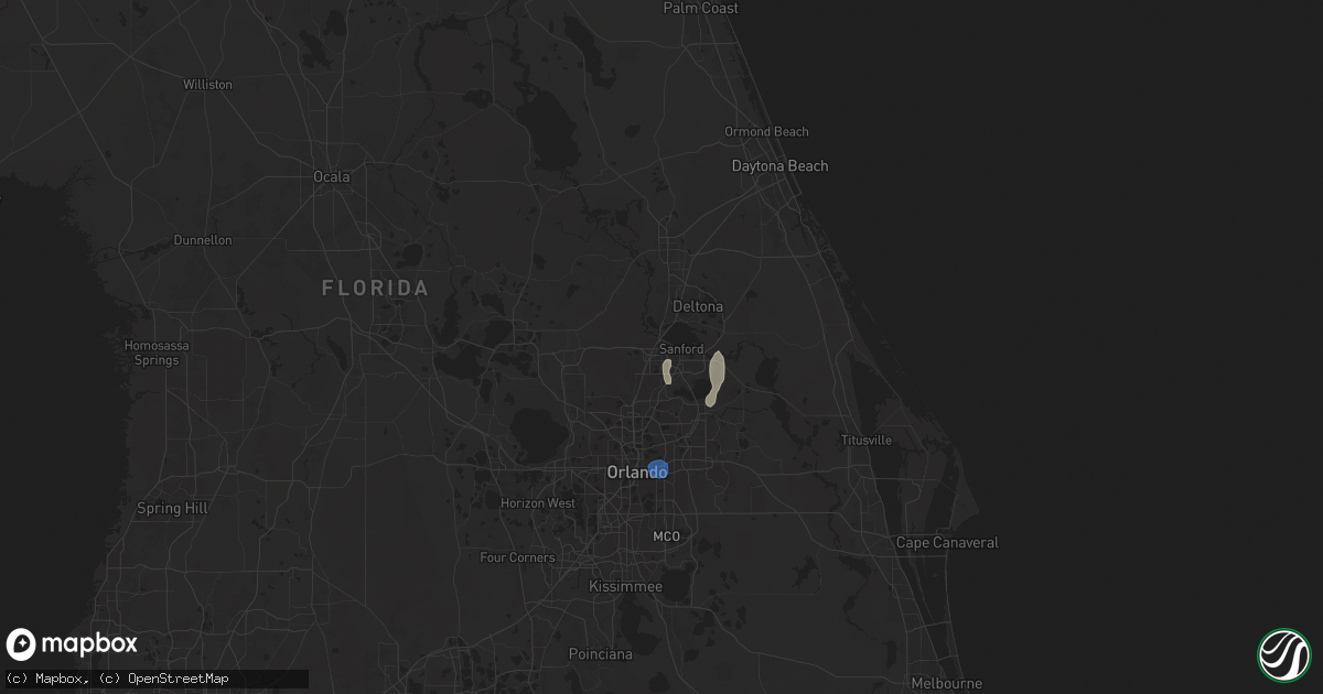 Hail map in Sanford, FL on July 9, 2025