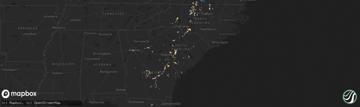 Hail map in South Carolina on July 9, 2025