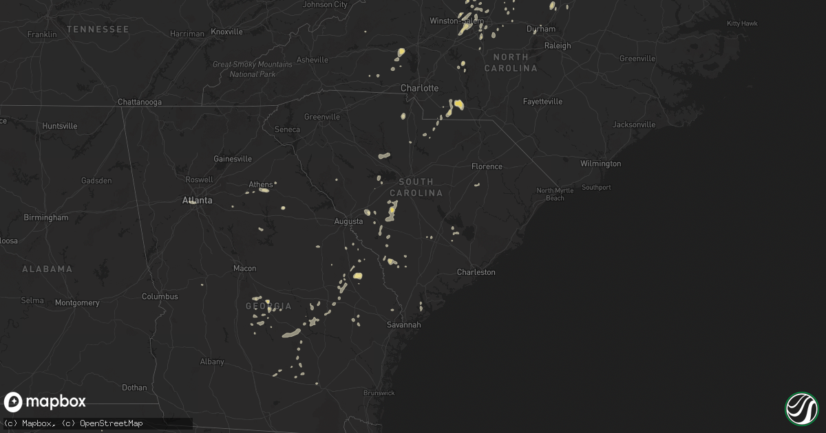 Hail map in South Carolina on July 9, 2025