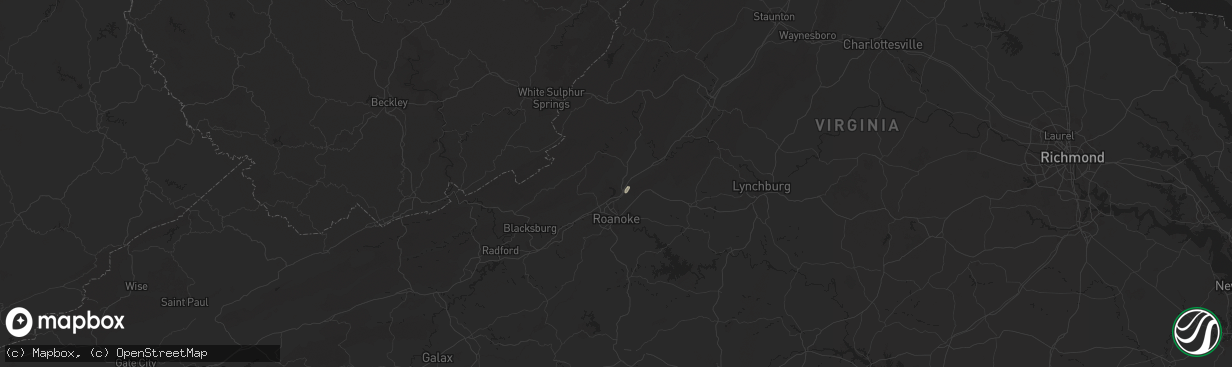 Hail map in Troutville, VA on July 9, 2025