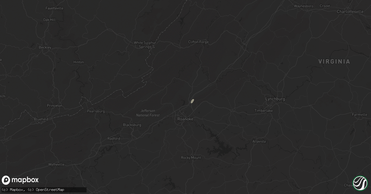 Hail map in Troutville, VA on July 9, 2025