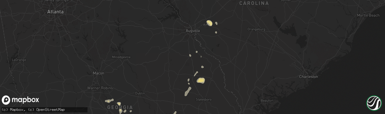 Hail map in Waynesboro, GA on July 9, 2025